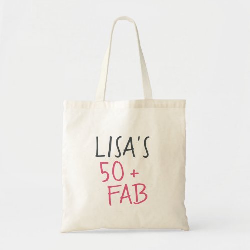 Modern Stylish Name Hot Pink 50 Fabulous Birthday Tote Bag