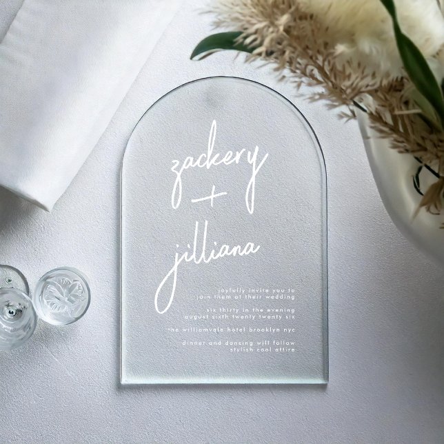 Modern Stylish NAMES White Wedding Acrylic Invitations (Creator Uploaded)