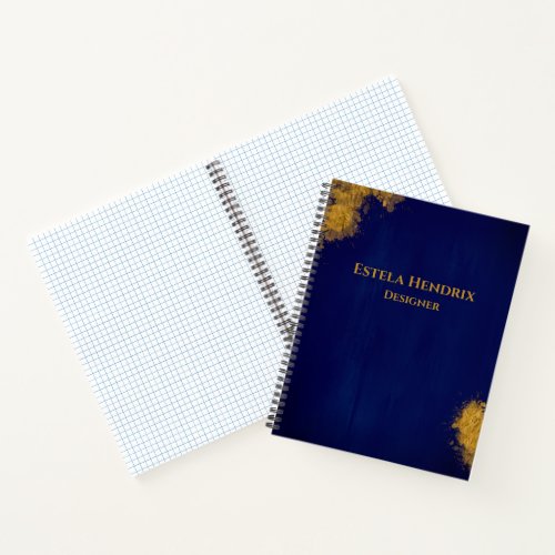 Modern Stylish Navy Blue Gold Splatter Notebook