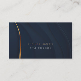 Modern Stylish Navy & Faux Gold Chic Professional  Business Card