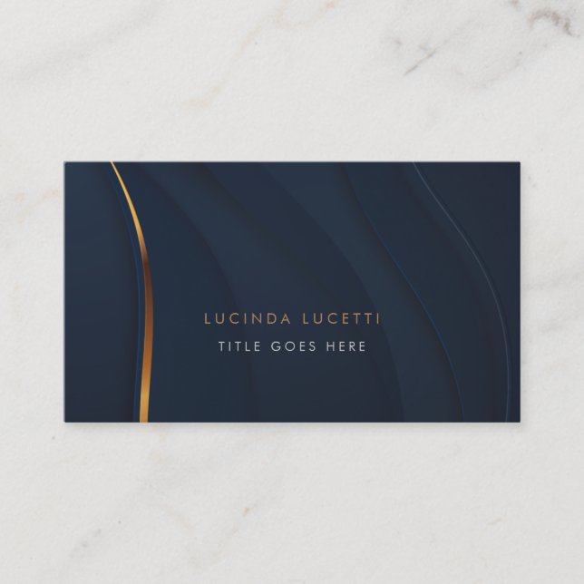 Modern Stylish Navy & Faux Gold Chic Professional  Business Card (Front)