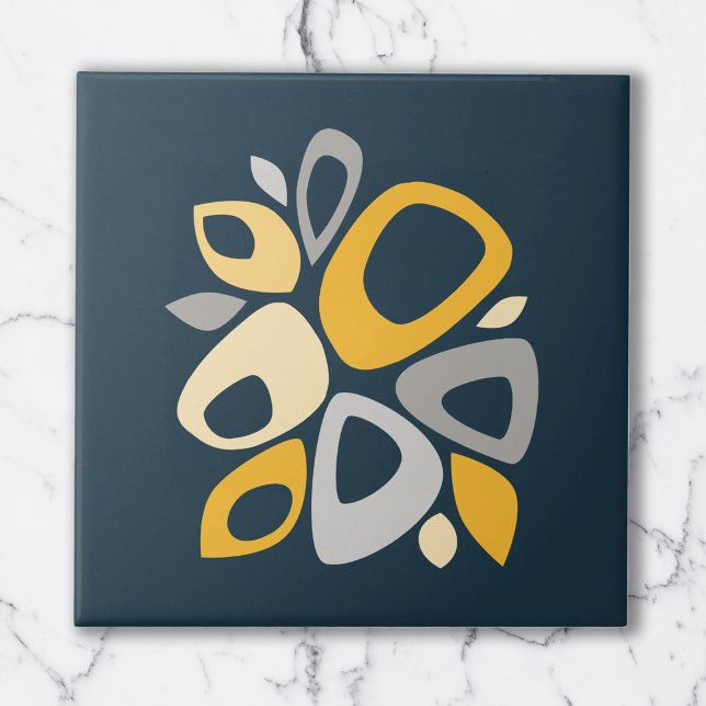 Modern Stylish Navy Mustard Yellow Abstract Ceramic Tile (Creator Uploaded)