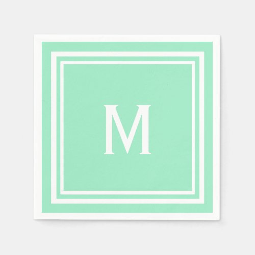 Modern Stylish Neo Mint Green Custom Monogram Paper Napkins
