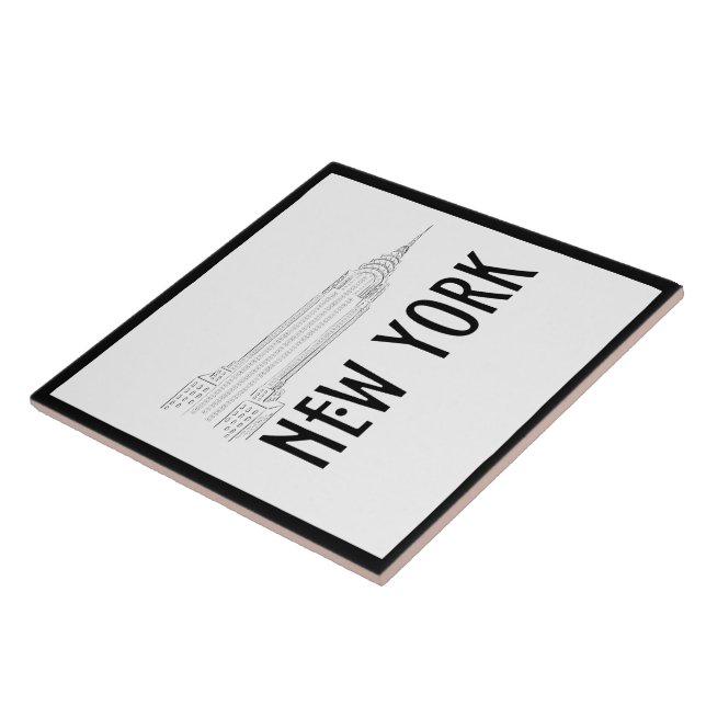 Modern Stylish New York Sity Black White Ceramic Tile (Side)