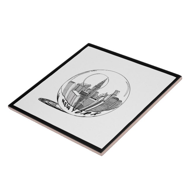 Modern Stylish New York Sity in Ball Black White Ceramic Tile (Side)