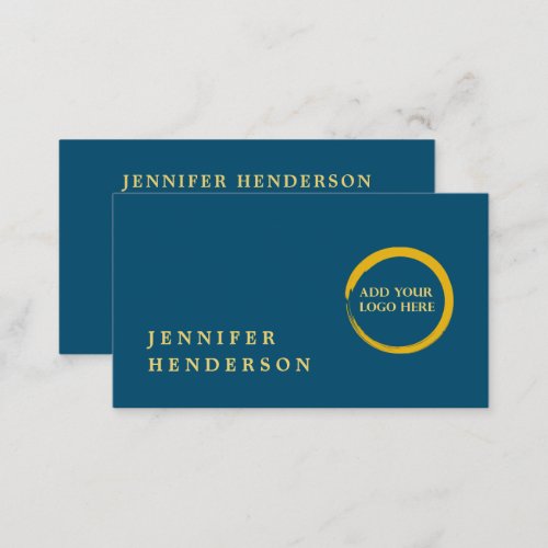 Modern stylish ocean blue gold logo professional business card