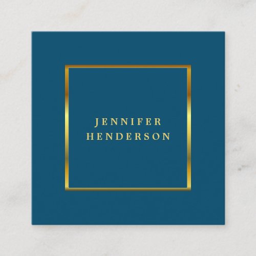 Modern stylish ocean blue gold professional square business card
