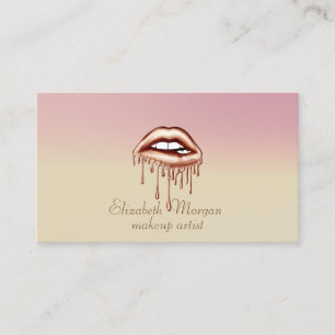 Modern Stylish Ombre Metallic Dripping Lips Business Card