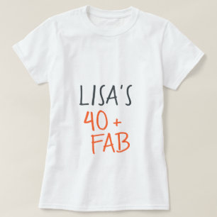 Modern Stylish Orange 40 Fabulous Birthday T-Shirt