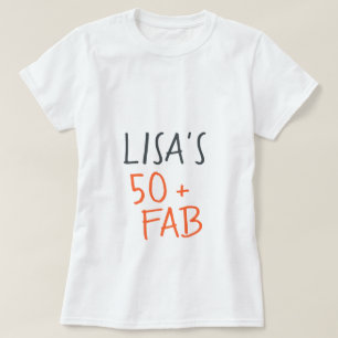 Modern Stylish Orange 50 Fabulous Birthday T-Shirt