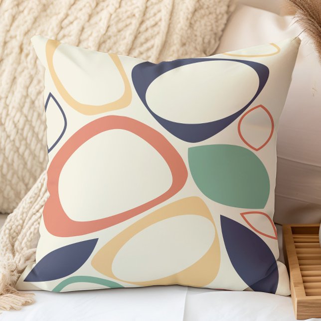 Modern Stylish Orange Blue Abstract Pattern Throw Pillow (Creator Uploaded)