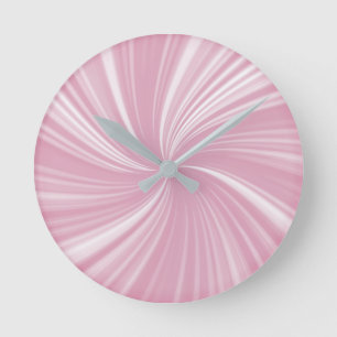 Modern Stylish Pale Rose Pink Radiant Twirl Style Round Clock