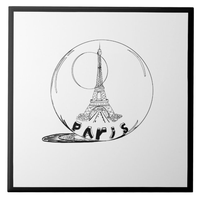 Modern Stylish Paris Sity Black White Ceramic Tile (Front)