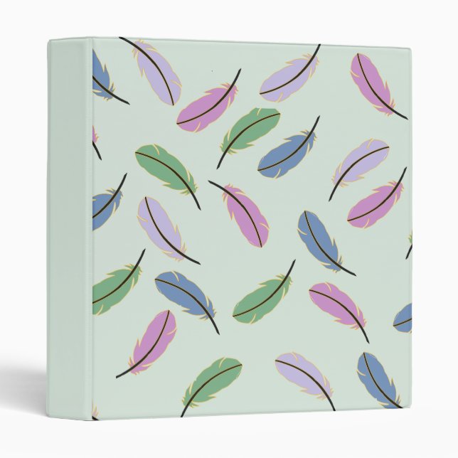 Modern Stylish Pastel Blue Feathers Pattern 3 Ring Binder (Front/Spine)