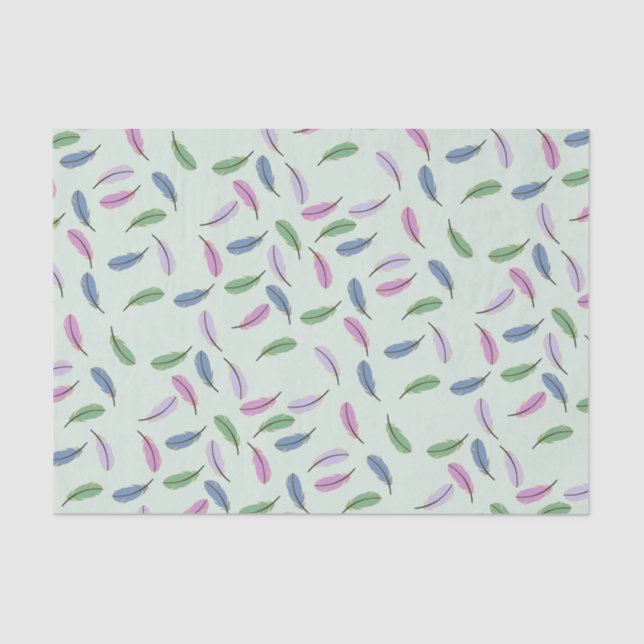 Modern Stylish Pastel Blue Feathers Pattern Tissue Paper (Front)