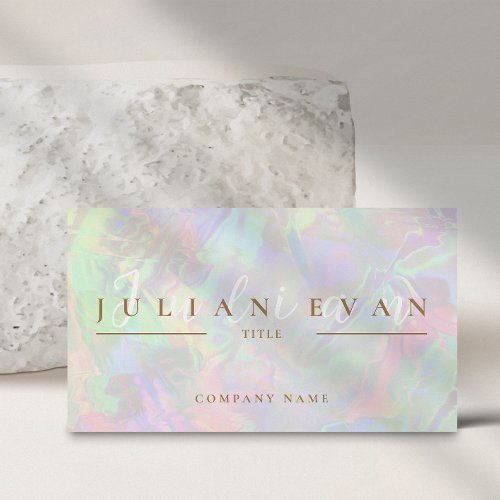 Modern Stylish Pastel Glitter Holographic Beauty Business Card