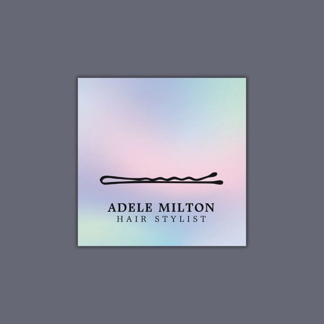 Modern Stylish Pastel Hair Pin Salon Square Business Card (Creator Uploaded)
