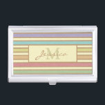 Modern Stylish Pastel Ribbon Striped Monogram Business Card Case<br><div class="desc">Stylish modern striped personalised business card case.</div>
