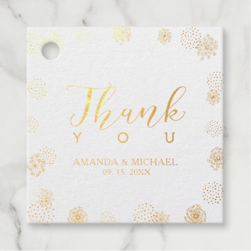 Modern Stylish Pattern Gold Foil Wedding Thank you Foil Favor Tags