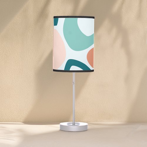 Modern Stylish Peach Teal Salmon Abstract Table Lamp