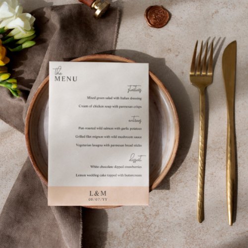 Modern Stylish Pearl  White Wedding Menu