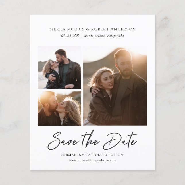 Modern Stylish Pen Script Save the Date 3 Photos (Front)