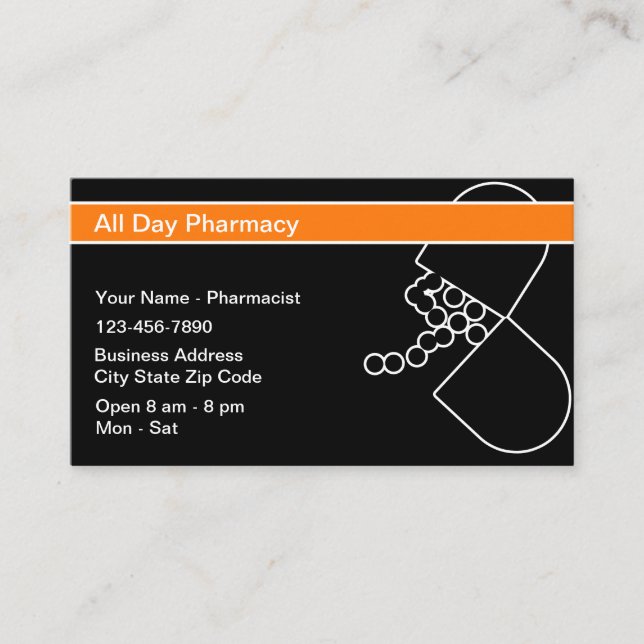 Modern Stylish Pharmacy Pharmacist Business Cards (Front)