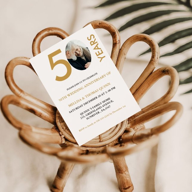 Modern stylish photo 50TH Wedding anniversary  Invitation (Creator Uploaded)