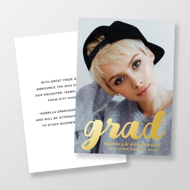 Modern Stylish Photo Graduation Gold Foil Invitation (Modern Stylish Photo Graduation Gold Foil Invitation)