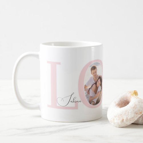 Modern Stylish Photo  LOVE Script Valentines Day Coffee Mug