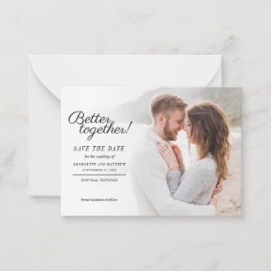 Modern Stylish Photo Script Wedding Save The Date Note Card