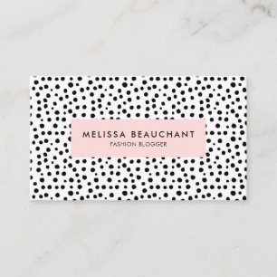 Modern Stylish Pink & Black Dots   Custom Color Business Card