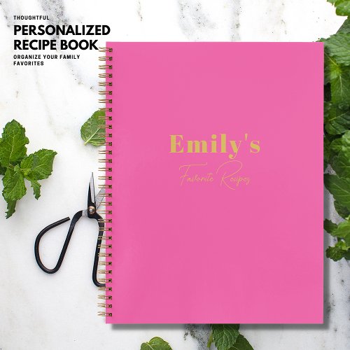 Modern Stylish Pink Custom Blank Recipe Book