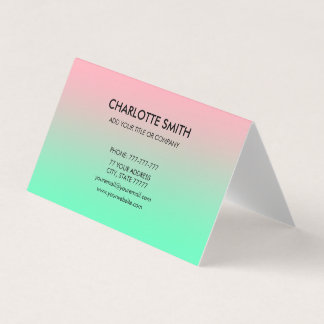 Modern Stylish Pink & Green Gradient Customizable Business Card