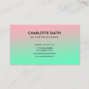 Modern Stylish Pink & Green Gradient Customizable Business Card
