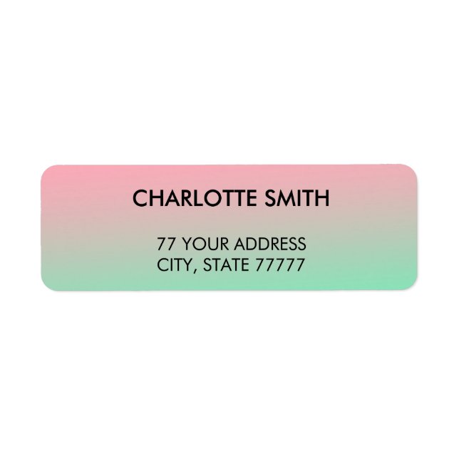 Modern Stylish Pink & Green Gradient Customizable  Label (Front)