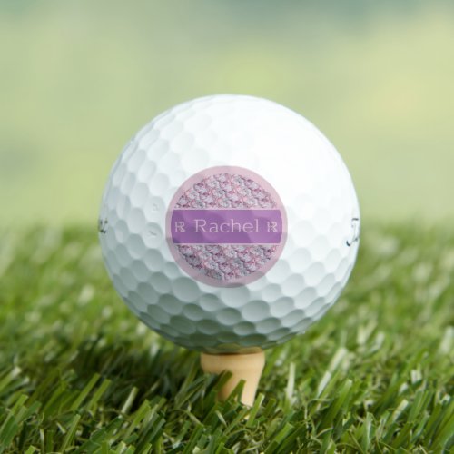 Modern Stylish Pink Lavender Golfer Lover Monogram Golf Balls