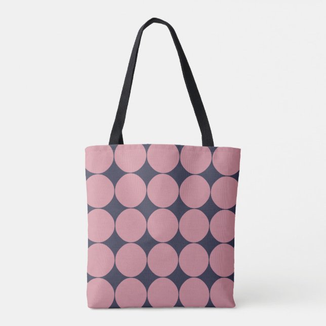 Modern Stylish Pink Polka Dot Tote Bag (Back)