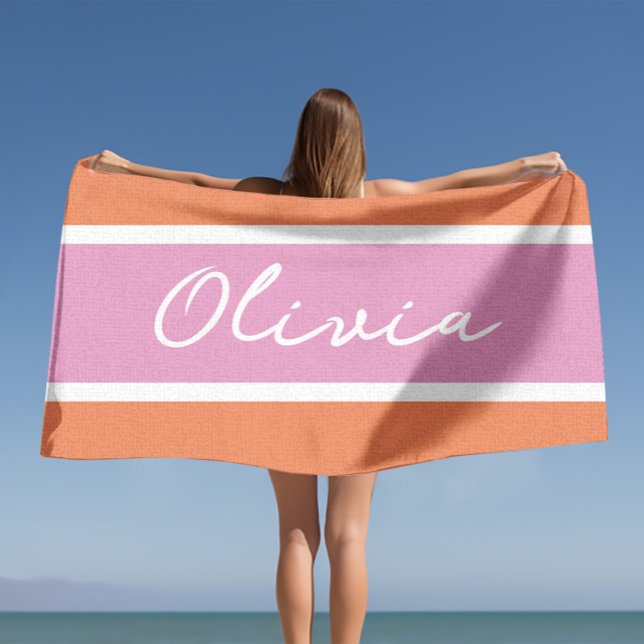 Modern Stylish Pink Stripe Beach Towel (Creator Uploaded)