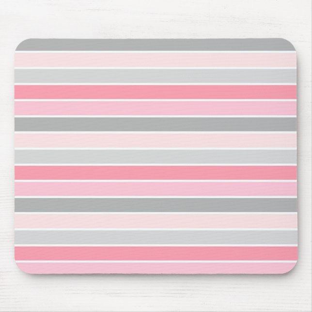Modern Stylish Pink Stripe Pattern Mouse Pad (Front)