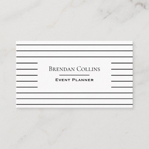 Modern Stylish Pinstripes Black  White Business Card