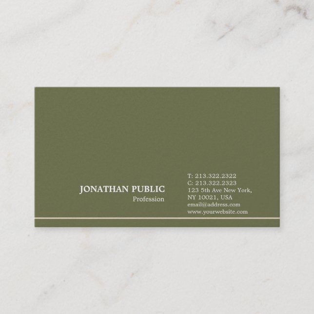 Modern Stylish Plain Pearl Finish Luxury Business Card (Front)