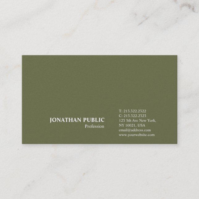 Modern Stylish Plain Premium Pearl Finish Luxury Business Card (Front)