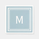 Monogram, Powder Blue & Blue Gray, Wedding Napkins