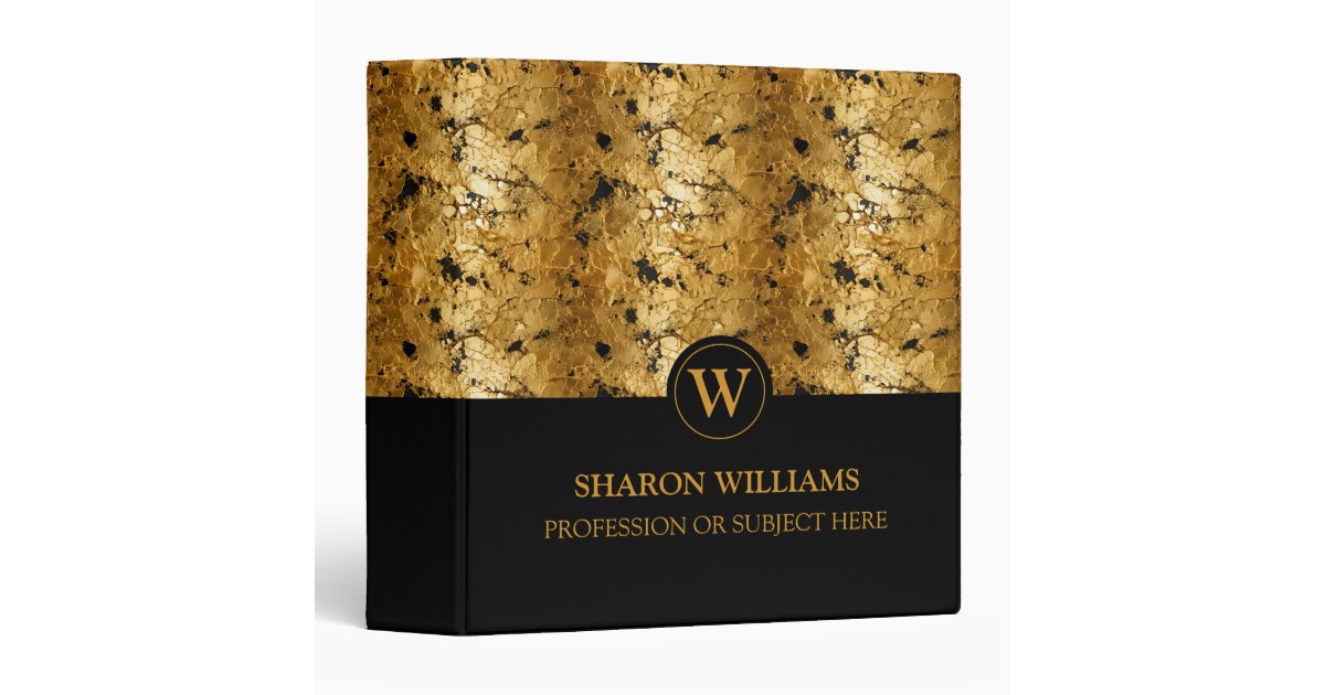 Modern Stylish Professional Black & Gold 3 Ring Binder | Zazzle