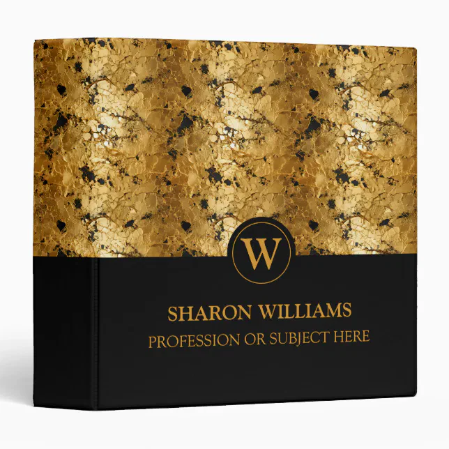 Modern Stylish Professional Black & Gold 3 Ring Binder | Zazzle