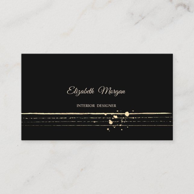 Modern Stylish Professional,Black ,Gold Stripes Business Card (Front)