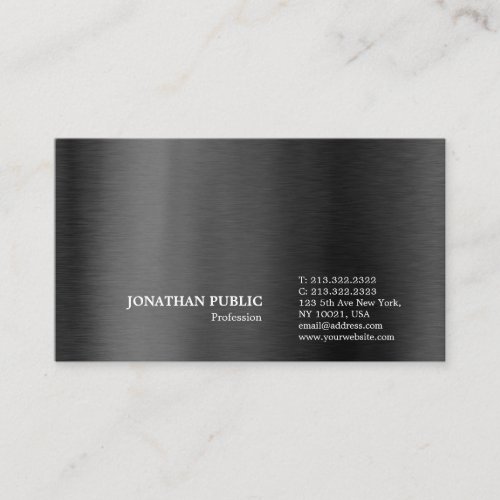 Modern Stylish Professional Black Grey Plain Business Card