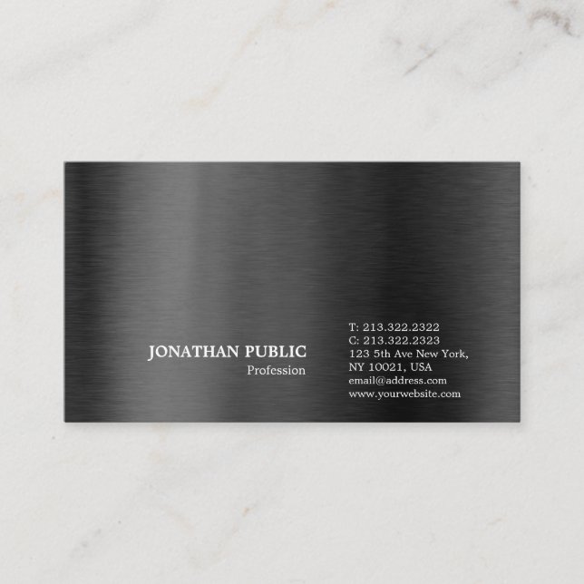 Modern Stylish Professional Black Grey Plain Business Card (Front)