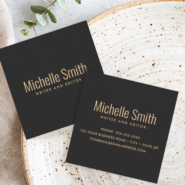 Modern stylish professional dark gray square business card (Creator Uploaded)